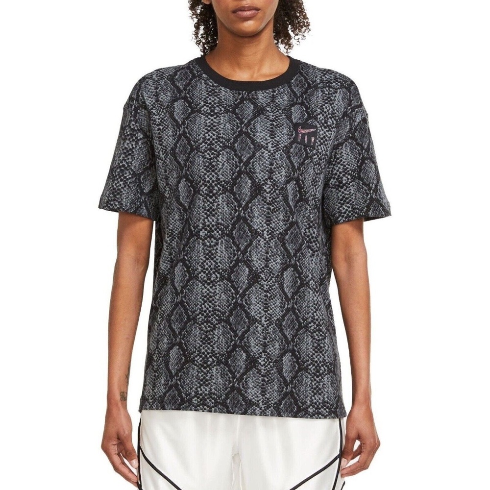 Nike Fly Womens Basketball Snake Print T-Shirt DN3051-100 Black Gray Size XL